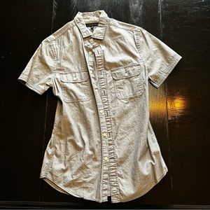 Express XS Gray Short sleeve button Up Shirt Simple Basic easy Spring